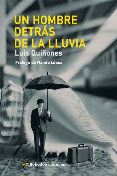 Un hombre detrás de la lluvia